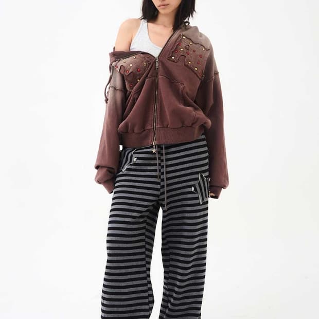 익스파이어드걸 STRIPE BIG SWEATPANTS