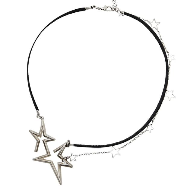 DOUBLE STAR NECKLACE BLACK 