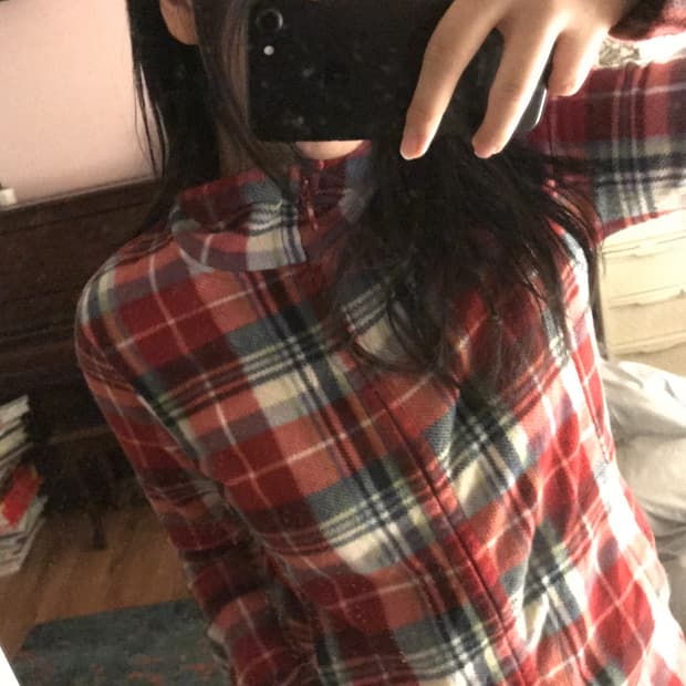 일본 유니클로 빈티지 체크 후리스