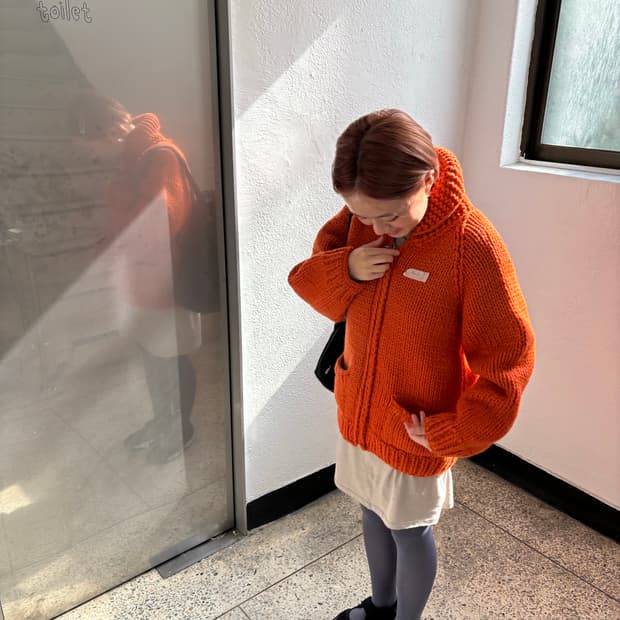 Sweater zip-up orange