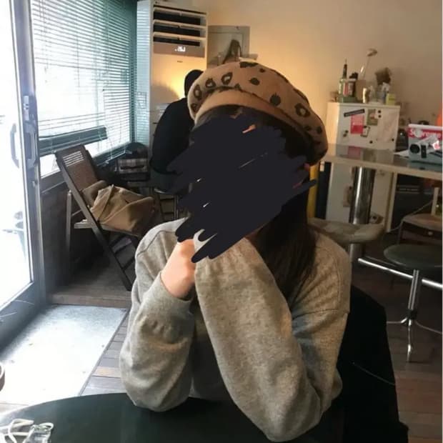 레오파드 니트 베레모