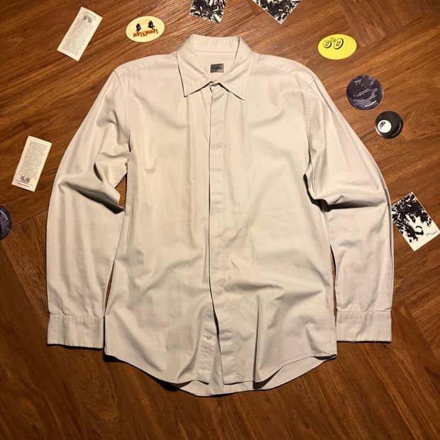 JIL SANDER 질 샌더 해링본 화이트 그레이 미니멀 셔츠