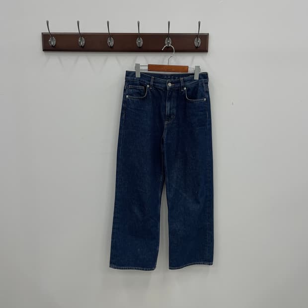 COS 코스 와이드 크롭 하이라이즈 진청 데님 팬츠