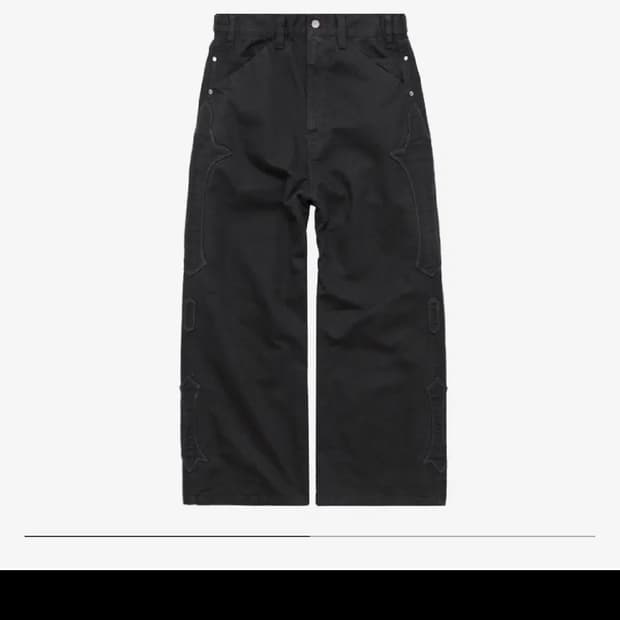 (4)폴리테루 1011 플뢰르 데님 블랙 팬츠