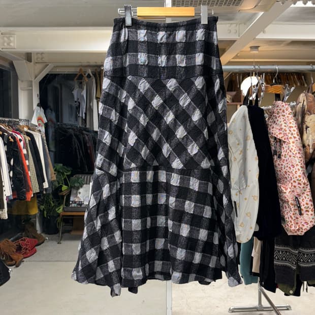 Io comme io 울 체크 롱스커트