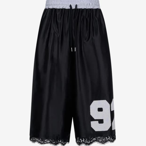Lace Sateen Bermuda Pants_[Black]