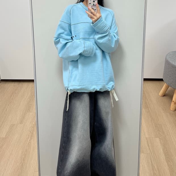 (유일매물) 오니츠카타이거 자수로고 하늘색 맨투맨