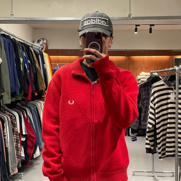 프레드페리 울 니트 집업