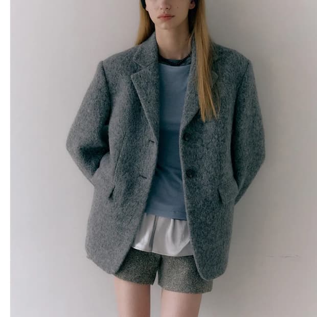모우트 알파카 싱글 하프 자켓 애쉬그레이 새상품 moat 새상품