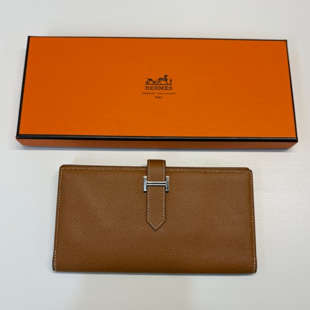 에르메스 베안 장지갑 골드 은장