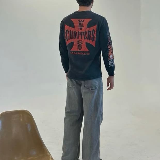 00s West Coast Choppers 플레임 스컬 롱슬리브