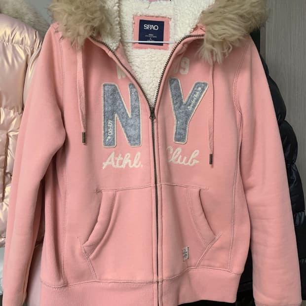 스파오 핑크 후드집업