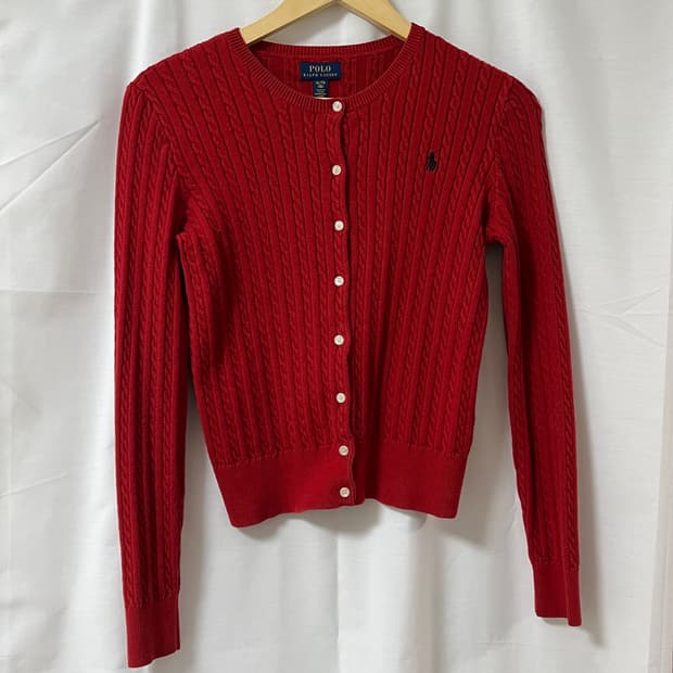 폴로 랄프로렌 케이블 니트 가디건 레드