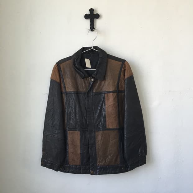 Patch work goat leather jacket