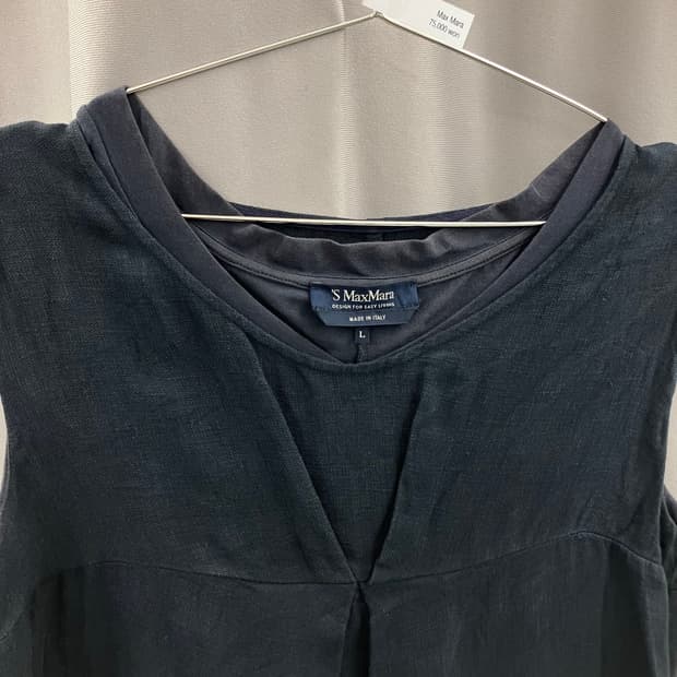 막스마라 레이어드 넥 린넨 코튼 원피스