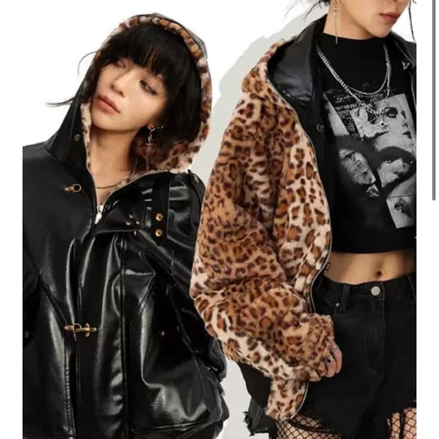 shop cor 샵코르cest nous 레오파드 레더자켓 테스트매커니즘