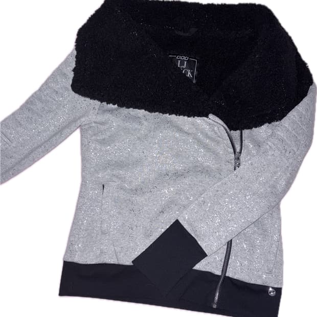 y2k 갸루깔 블랙 퍼 하이넥 집업