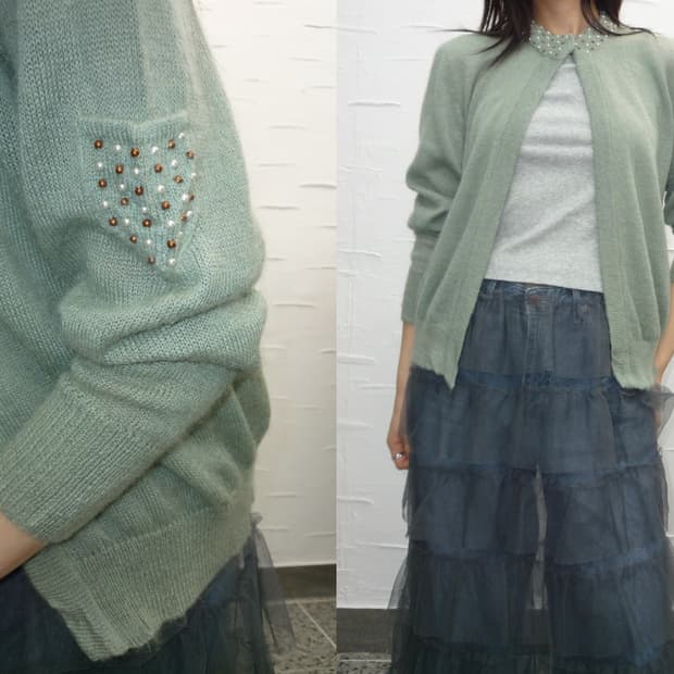mint one button cardigan