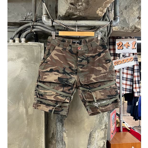 빈티지 카모 카고 하프 팬츠 28 #csz3422