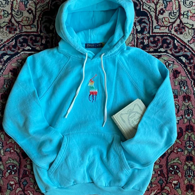 폴로 랄프로렌 레인보우 포니 기모 후디