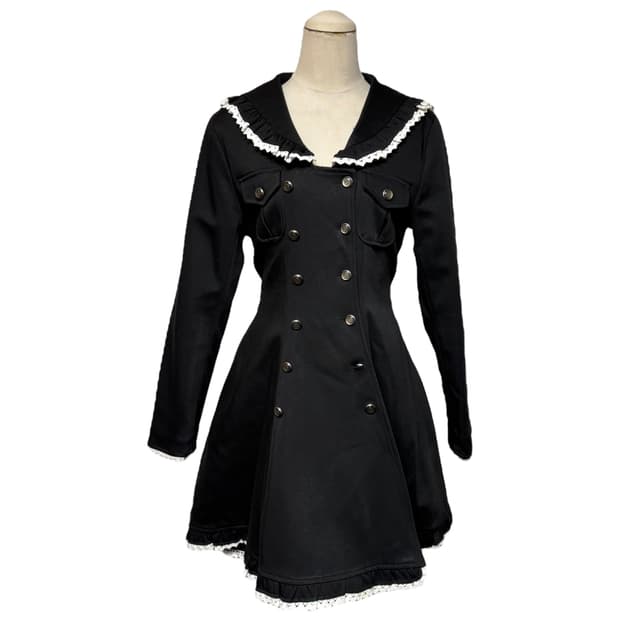 3659 블랙 레이스 빅카라 누빔 코트 자켓원피스