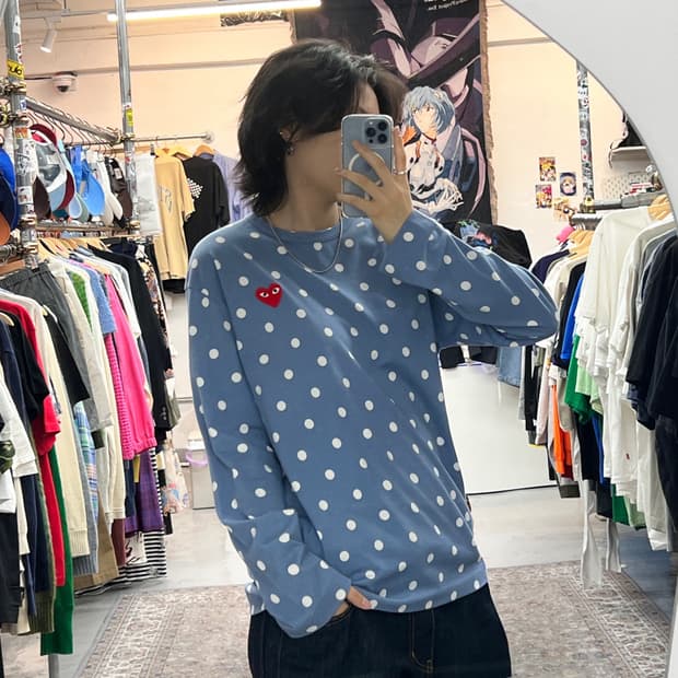 꼼데가르송 플레이 도트 롱슬리브 티셔츠