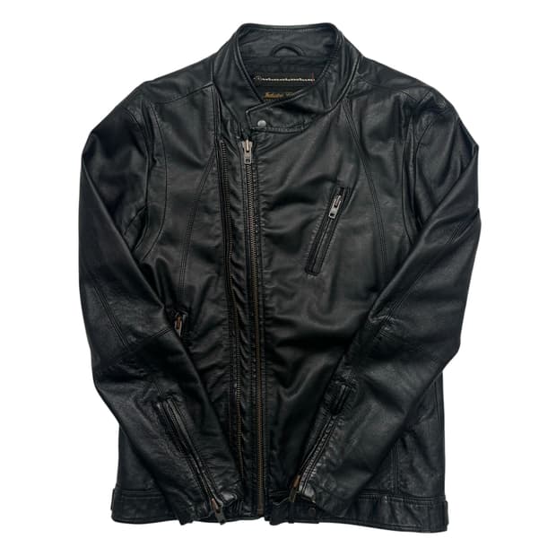 인더스트리 클로싱 빈티지 블랙 비대칭 레더 자켓 S