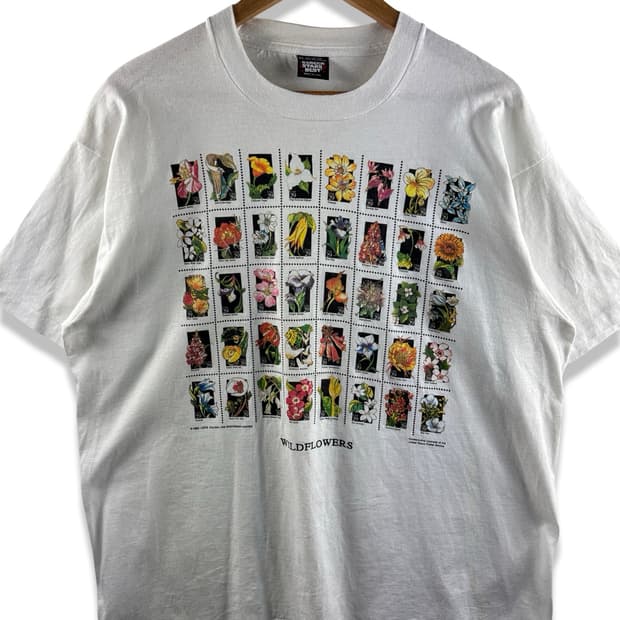 90S 미국생산 싱글스티치 플라워우표 티셔츠2661
