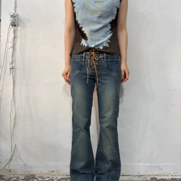 eyelet denim pants