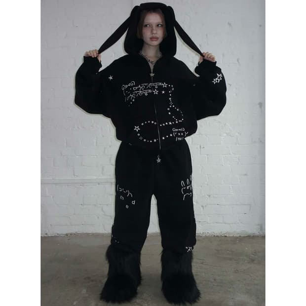 토끼 후드집업 세트