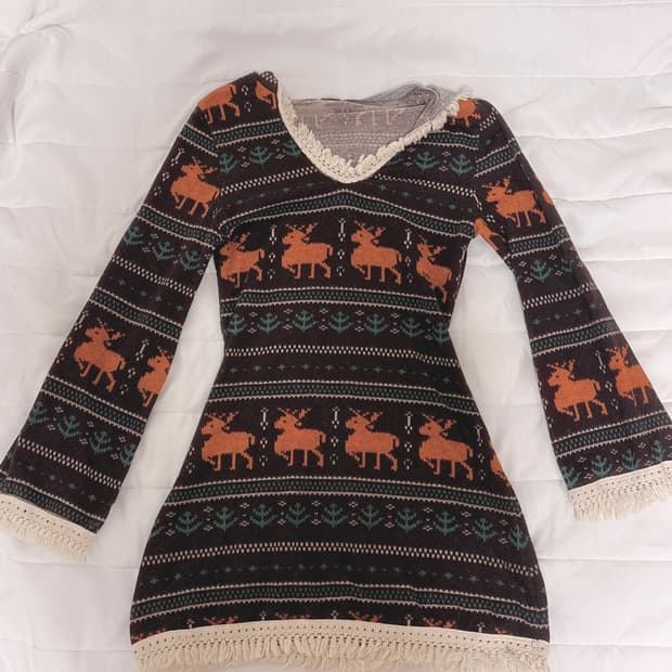 일본 빈티지 노르딕 패턴 니트 원피스 하구미 모리걸 임수정 송은채