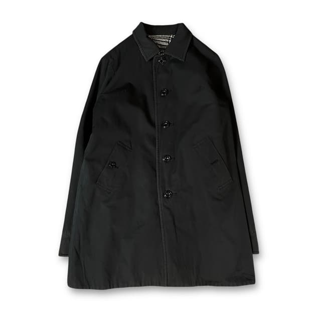 빈티지 블랙 패턴 리버시블 싱글 코트