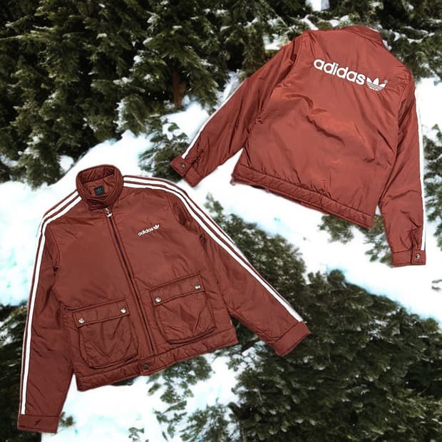 아디다스 올드스쿨 빅로고 패딩 마룬 (M)