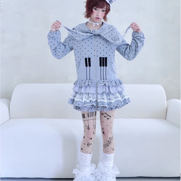 Piano Buttons Polka Dots Dress