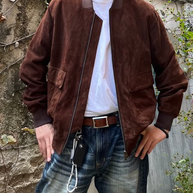 LOHNT Italy 양가죽 스웨이드 블루종