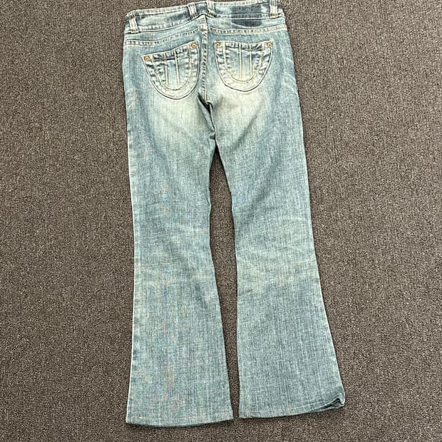 3)Japanese vintage 여성 그레이 워싱 부츠컷 팬츠