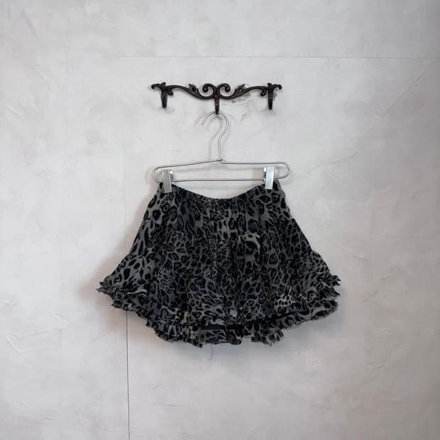 Charcoal leopard chiffon cancan skirt