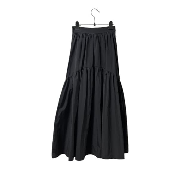 GRL Nylon Gathered Long Flare Skirt