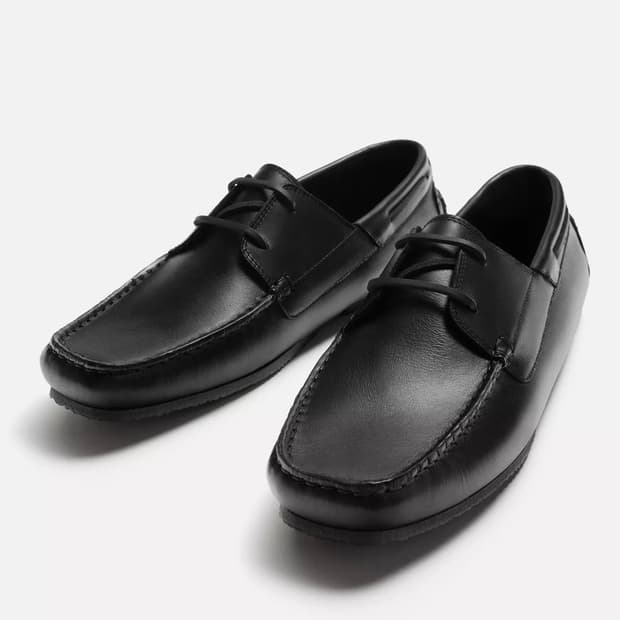 자라 블랙 레더 데크 슈즈 리미티드 에디션