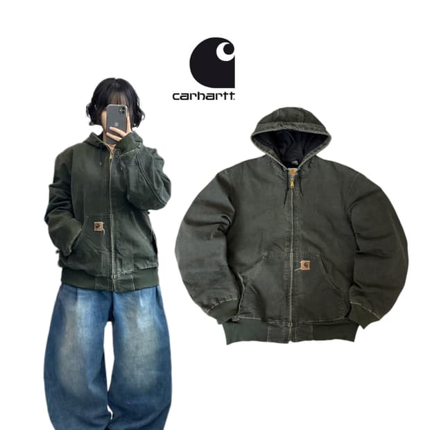 칼하트 OG 모스그린 덕액티브 J160 J130 mos 후드 워크자켓