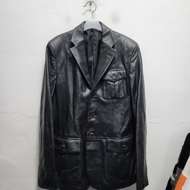 COMME ÇA COLLECTION 리얼레더 3버튼 블레이저