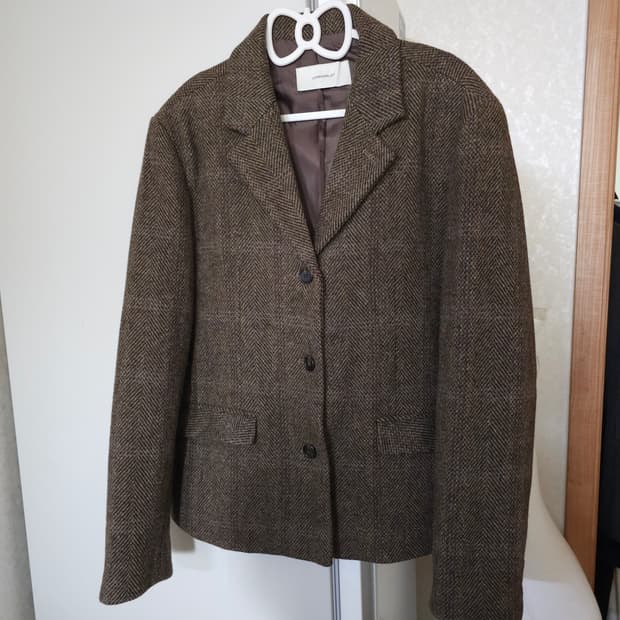 런던플랏 헤링본 자켓 브라운