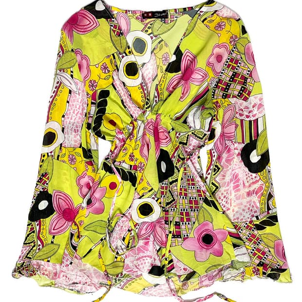 vintage 에스닉 셔링 블라우스