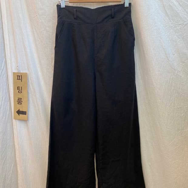 블랙린넨혼방밴딩팬츠(S-M)