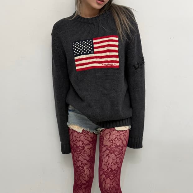 POLO 다크그레이 박시 니트 