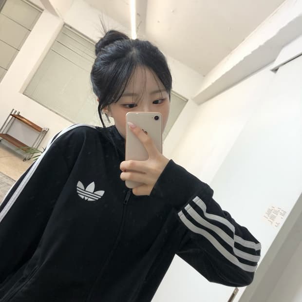 아디다스 구 파이어버드 파버 트랙탑 져지 검흰 블랙 90