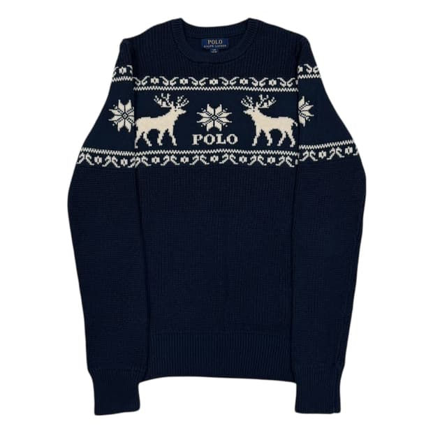 폴로 랄프로렌 크리스마스 노르딕 스웨터 울니트 네이비