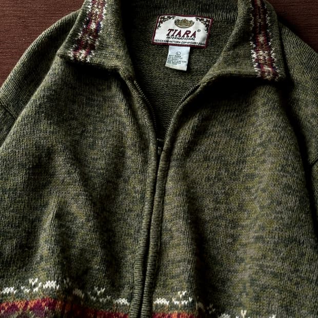 Pattern knitted zip jacket