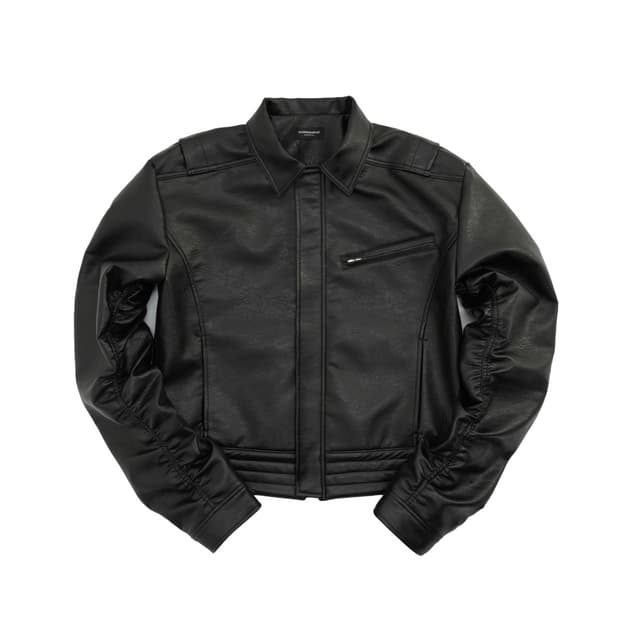 [2] 파아카이브 퍼커링 레더 블랙 자켓