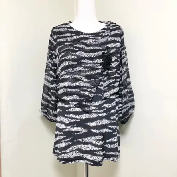 XL 칠부소매 쉬폰 롱 블라우스/새거수준